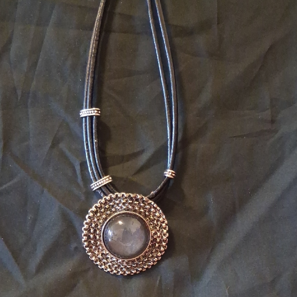 Statement Black and Silver Pendant Necklace - Women Jewelry